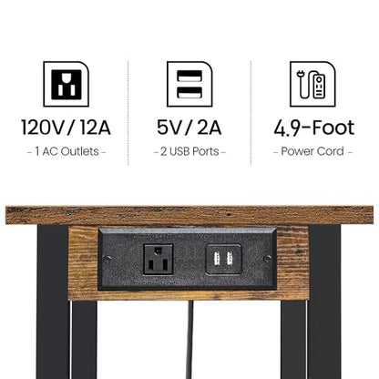 TUTOTAK Printer Stand, 3 Tier Rolling Printer Cart with Charging Station | Small Under Desk Printer Table with Wheels for Small Space, Office, Home, Brown PS02BB001 - color: Brown, size: 3 tier(15.7 x 11.8 x 23.6inchs)