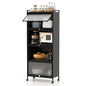 5-Tier Kitchen Storage Cabinet, Mobile Microwave Stand with Metal Frame, 4 Lockable Casters & Flip-up PC Doors, Freestanding Bakers Rack for Kitchen, Dining Room, Living Room (Black) - color: Black