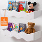 Ovalo Nursery Book Shelves Set of 2 - Solid Pine Wood Nursery Bookshelf, Floating Nursery Shelves for Wall, Wall Bookshelf for Kids Room, No-Assembly Wall Mounted Baby Book Shelf. (White) - color: White