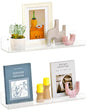 Dooiclear 2 Pack Floating Shelves for Wall, 15" Clear Floating Wall Shelf | Acrylic Book Shelf, Display Shelves Organizer for Bathroom, Classroom, Bedroom, Living Room, Kitchen, Room Decor - size: 2 Pack