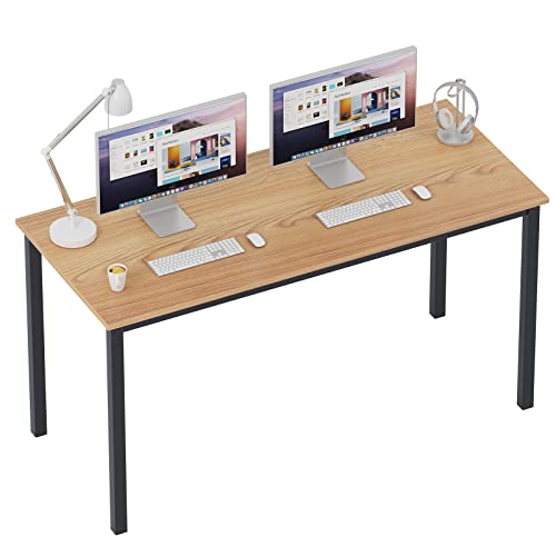 Need Large Computer Desk 63IN Large Home Office Desk,Heavy Duty Modern Simple Computer Table,Modern Sturdy PC Table for Work/Writing/Gaming/Study/Meeting Teak&Black AC3BB(160 * 60) - color: Teak & Black Frame, size: 63inch