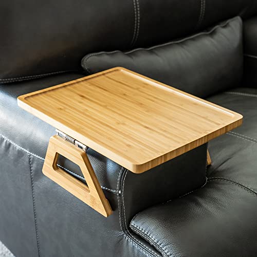 Shamrock Home Bamboo Trayble Couch Arm Table, Clip On Tray Sofa Table for Couches. Sofa Arm Tray for TV Dinners, Remotes, Drinks, Snacks and Small Spaces - 15.75 x 11inch, Beige - color: Beige, size: Large 15.75 x 11", style: Bamboo Rectangular