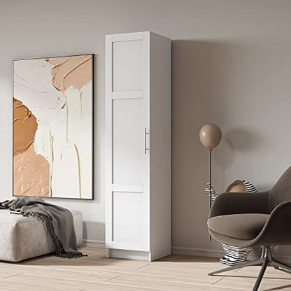 Slim Tall Storage Cabinet,Pantry Cabinet with Doors Shelves Small Space for Kitchen Living Room Bathroom, White - color: 02 White