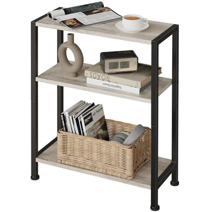3-Tier Side Table, Small EndTable, Sofa SideTable for Narrow Spaces, Slim EndTable, NightstandTable, Skinny Bedside Table, for Living Room, Bedroom, Office, Greige - color: Greige