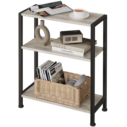 3-Tier Side Table, Small EndTable, Sofa SideTable for Narrow Spaces, Slim EndTable, NightstandTable, Skinny Bedside Table, for Living Room, Bedroom, Office, Greige - color: Greige