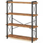 HCHQHS Bookshelf, 4-Tier Industrial Bookcase, Rustic Open Book Shelf, Freestanding Tall Bookshelves with Metal Frame - color: Rustic Brown, size: 4-Tier (35.8"W x 51.2"H)