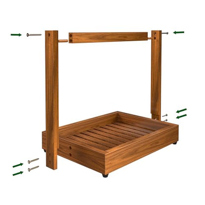 Teak Shower Caddy, Bathroom Organizer Basket with Non-Slip Base | Versatile Teak Basket Stores Toiletries, Towels, Toilet Paper, Spices or Fruit, with a Non-slip Base for Stable Placement - size: 1 Tier