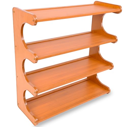 Shoe Rack Bamboo Stackable Freestanding Wooden Shoe Storage Storage Rack Suitable for Narrow entryways,Closets,garages, and Dorm Rooms (Light Brown, 4 Tier (19.68 in)) - size: 4 Tier (19.68 in)