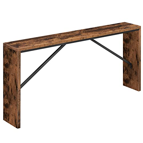 MAHANCRIS Console Table, 62.2" Long Sofa Table Behind Couch, Narrow Entryway Table, Farmhouse Dining Table with Angled Metal Frame, Industrial Console Table for Entryway, Rustic Brown CTHR15801Z - color: Rustic Brown, size: 62.2"L x 9.1"W x 31.5"H