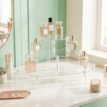 Gonice 3 Tier Acrylic Display Riser for Funko POP Figures, Diamond Shape Clear Display Stand for Makeup,Perfume and Dolls - size: 3 tier