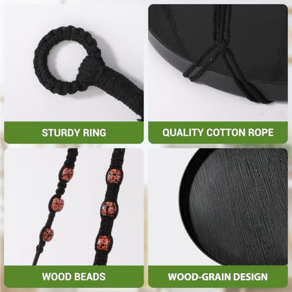 GREANER Black Macrame Plant Hanger, 2 Packs Hanging Baskets with Handmade Cotton, Plant Window Hanger for Indoor and Outdoor Use - color: Black