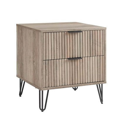 BROVAVE Sturdy Metal Legs Small Nightstand, Modern Nightstand with Textured Drawers, Storage Cabinet for Indoor use, Grey - color: Grey