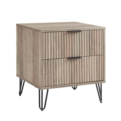 20" Sturdy Metal Legs Small Nightstand, Modern Nightstand with Textured Drawers, Storage Cabinet for Indoor Home use, Grey - color: Grey