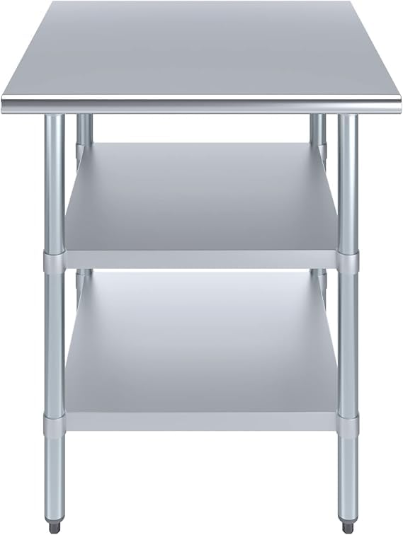 Stainless Steel Work Table with Double Undershelf – Compact Commercial Prep Table for Kitchen, Restaurant, Bakery – NSF Certified (24 x 24) - size: 24x24