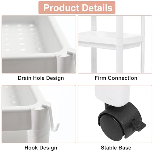 Tissting Bathroom Storage Rack 2-Tier, Plastic Freestanding Shelf | Multifunctional Organizer | Living Room & Bedroom & Kitchen | Space Saver(2 layers (with wheels)) - color: 2 Layers (With Wheels)