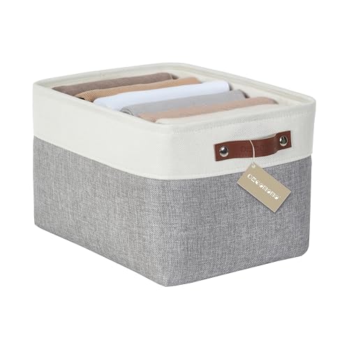 DECOMOMO Storage Bins, Large Fabric Storage Baskets for Shelves, Decorative Linen Closet Organizer, 15 x 11 x 9.5 inches (Grey & White, 1 Pack) - color: Grey and White, size: Large/1P