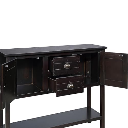 LKTART Solid Wood Farmhouse Console Table,Sofa Table with Storage Drawers and Shelves,Entryway Table for Entry Hallway Foyer Sofa Side Table,Easy Assembled(48" Espresso) - color: Espresso