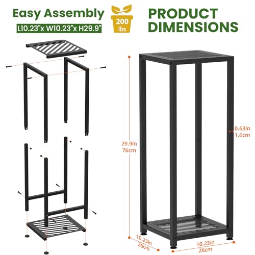 TOSKING Tall Plant Stand Indoor – 2-Tier Modern Metal Shelf, 30" Height & 200 LBS Capacity, Heavy Duty for Living Room, Balcony, Garden (Black) - color: Black-2-tier 30''