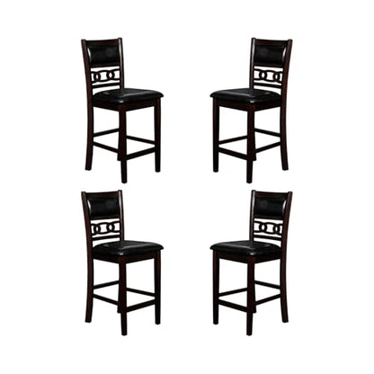 New Classic Furniture Gia Counter Dining Chair (Set of Four), Black PU Upholstered Seat & Back Rest, Ebony - color: Ebony, size: Set of 4, style: Counter Chair
