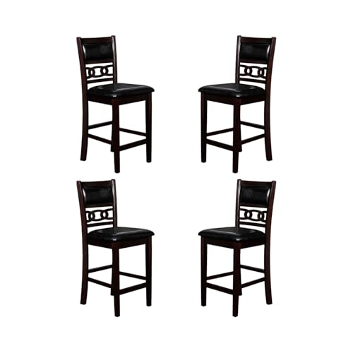 New Classic Furniture Gia Counter Dining Chair (Set of Four), Black PU Upholstered Seat & Back Rest, Ebony - color: Ebony, size: Set of 4, style: Counter Chair