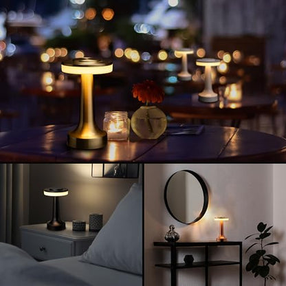 O’Bright Portable LED Table Lamp with Touch Sensor, 3-Levels Brightness, Rechargeable Battery Up to 48 Hours Usage, Night Light for Kids Nursery, Nightstand Lamp, Bedside Lamp (Piano White) - color: Piano White