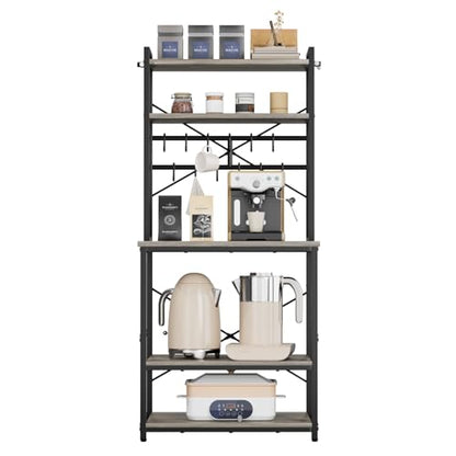 VEVOR Bakers Rack, 23.6 inch Width Microwave Stand,Kitchen Stand with X-Shaped Support Bar & 12 S-Shaped Hooks,Kitchen Storage Shelf for Dish Storage, Spice Jars, Coffee Bar Organization - size: 23.6 x 15.7 x 63.7