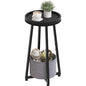 HOOBRO Small Round Side Table, 2-Tier Round Sofa End Table, Compact Nightstand with Fabric Storage Basket, for Small Space, Living Room, Bedroom, Dorm, Black and Gray BB183BZ01 - color: Black