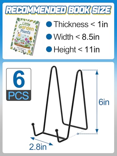 6Pcs 6Inch Steady Metal Book Stand for Display, Classroom Must Haves | Multipurpose Books Holder Easel, Steady on Desk, Back to School Teacher Supplies - size: 6 Inch