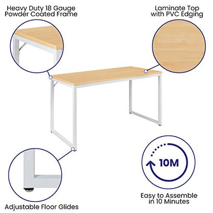 Flash Furniture Tiverton Industrial Modern Desk - Commercial Grade Office Computer Desk and Home Office Desk - 47" Long (Maple/White) - color: White, size: 47 Inch