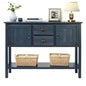 LKTART Solid Wood Farmhouse Console Table,Sofa Table with Storage Drawers and Shelves,Entryway Table for Entry Hallway Foyer Sofa Side Table,EasyAssembled (48" Navy Blue) - color: Navy Blue
