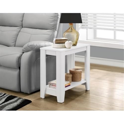 Pemberly Row Rectangular Accent Table, 23.75 in L x 11.75 in W x 22 in H, White Finish, Two-Tier Design with Lower Shelf, Sturdy Side or End Table for Living Room, Bedroom, Office - color: White