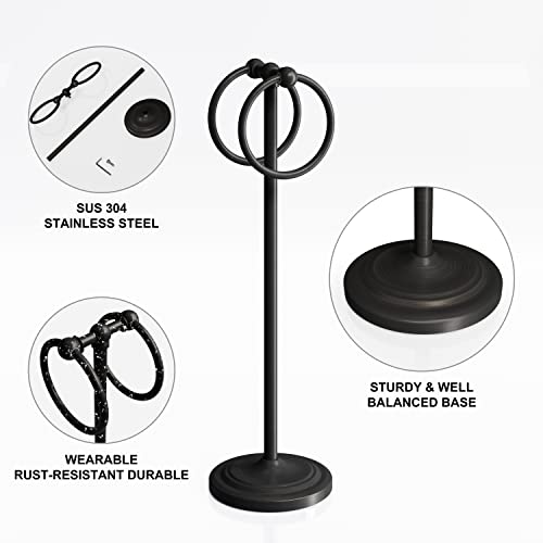 BGL Hand Towel Holder Stand for Bathroom, Hand Towel Stand for Bathroom Counter, Free Standing Towel Racks for Bathroom with Weighted Wood Base,19" High-Oil Rubbed Bronze - color: Oil Rubbed Bronze