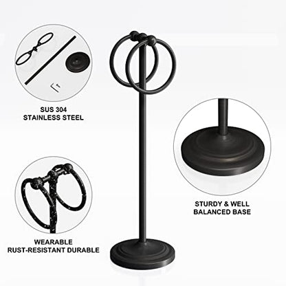 BGL Hand Towel Holder Stand for Bathroom, Hand Towel Stand for Bathroom Counter, Free Standing Towel Racks for Bathroom with Weighted Wood Base,19" High-Oil Rubbed Bronze - color: Oil Rubbed Bronze