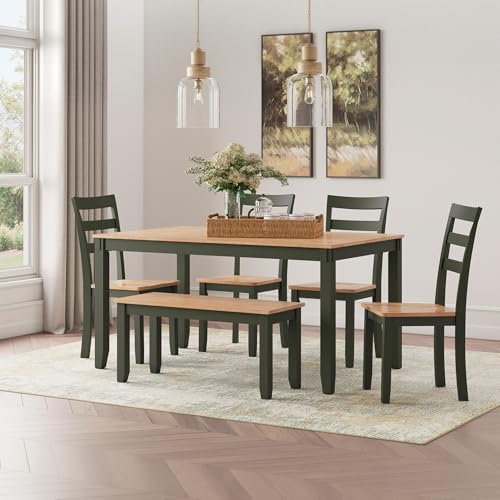 Signature Design by Ashley Gesthaven Green Dining Chairs Set of 2, Ladder Back Wood Kitchen Chairs, Natural Mango Wood Seat, Casual Seating for Dining Rooms - color: Light Brown & Green
