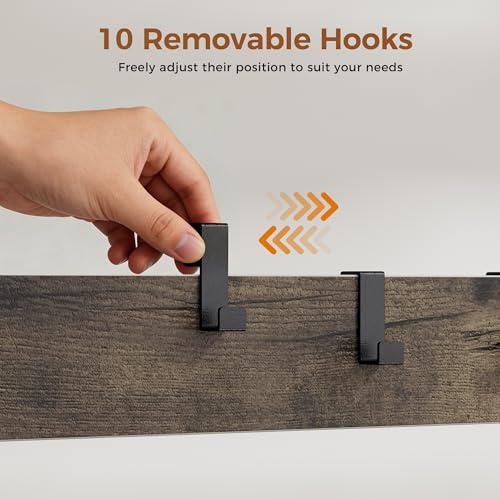 NEWBULIG Coat Rack, Hall Tree with Shoe Bench, 4-in-1 Entryway Organizer with 10 Hooks and Storage Shelf, Rustic Wood Entryway Bench for Mudroom, Living Room, Bedroom, Grey - color: Deep Grey