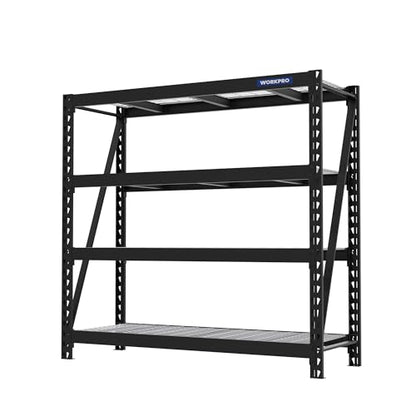 WORKPRO Heavy Duty Metal Garage Shelving, 68" W x 24" D x 65" H, 7200 LBS Load - color: Black, size: 68”W x 24”D x 65”H