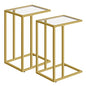 HOOBRO C Shaped End Table, Set of 2, Glass Side Table with Metal Frame, Gold Coffee Table for Small Space, Modern Style, for Living Room, Gold GD03SFP201 - color: Gold