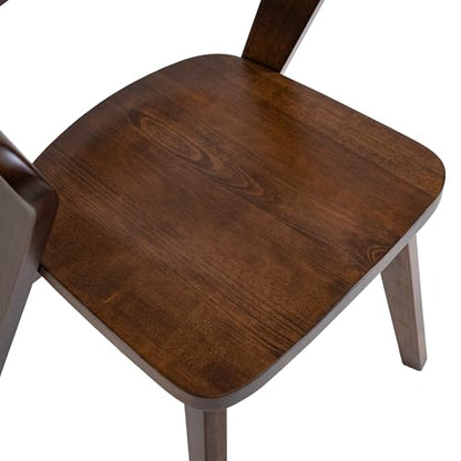 Furniture of America Nazaen III Mid-Century Modern Wood 21.5-inch Side Chairs with Rounded Backrest and Semi-Handmade for Home Kitchen, Dining Room, Rich Walnut (Set of 2) - color: Rich Walnut, size: Style 3