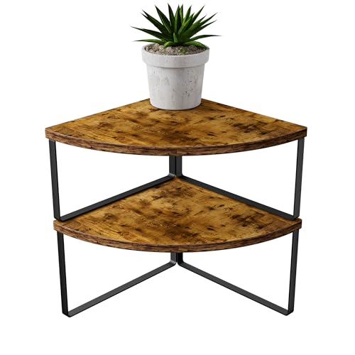 Kitchen Corner Shelf, Corner Spice Rack, Counter Shelf, Stackable | Kitchen Counter Organizer, Plate Organizer for Cabinet, 2-Tier Corner Countertop Shelf, Corner Desk Shelf, Rustic Brown - color: Rustic Brown, size: Stacked Utility