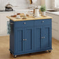 SUNLEI Kitchen Island with Storage, Rolling Kitchen Island Cart with Wheels & Drop Leaf & Towel Rack & 2 Drawers, Portable Island Table for Kitchen (Blue, 39.6“) - style: Blue