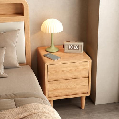 Solid Wood Nightstand Natural Night Stand with Drawers Mid Century Modern Nightstand with Storage,Wood Night Stand,Small Bedside Table for Bedroom,Living Room,Office,Natural Bedside Table - color: Natural, style: 2 drawers