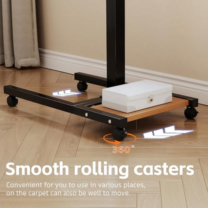Furist Mobile Adjustable Height Laptop Stand PC Computer Portable Notebook Swivel Laptop Desk Rolling Table Desk Cart Tiltable with Wheels Casters& Mouse Pad Table，Natural - color: Natural