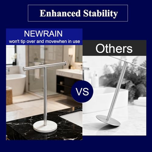 Hand Towel Holder, NEWRAIN Countertop Hand Towel Holder Stand, Stainless Steel Free Standing Hand Towel Rack with Heavy Base, for Bathroom Kitchen & Counter top, Brushed Nickel - color: Brushed Nickel, style: 1-Tier