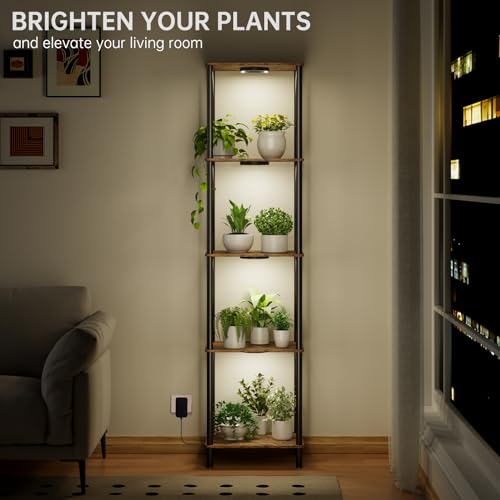 Bstrip Plant Stand Indoor with Grow Light, 66" Tall Indoor Plant Shelf, 5 Tier Flower Stand with Plant Light Full Spectrum, Metal Plant Holder with Light, lighted Plant Rack for Home, Corner, Patio