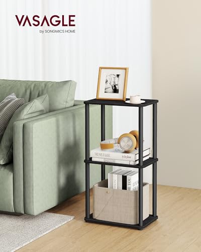 VASAGLE Superfast Toolless Assembly, 3-Tier Shelf for Living Room, Standing Shelf, Bookshelf, Bedroom, Kitchen, 9.4 x 15 x 27.8 Inches, Ebony Black and Ink Black ULLS153B01 - color: Ebony Black + Ink Black, size: 3 Tiers (15"W)