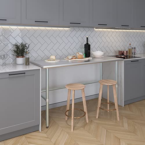 24 in. x 60 in. Open Base Stainless Steel Work Table | Residential & Commercial | Food Prep | Heavy Duty Utility Work Station | NSF - size: 60 in. Length x 24 in. Width