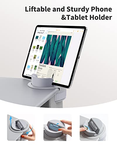 SAIJI Laptop Lap Desk with External Monitor Holder Fits Up to 17" Laptops | Lightweight Lap Tray Table Stand with Soft Leather Wrist Rest, Lap Desk with Cushion for Home Office Working On Couch & Bed - color: Light Gray