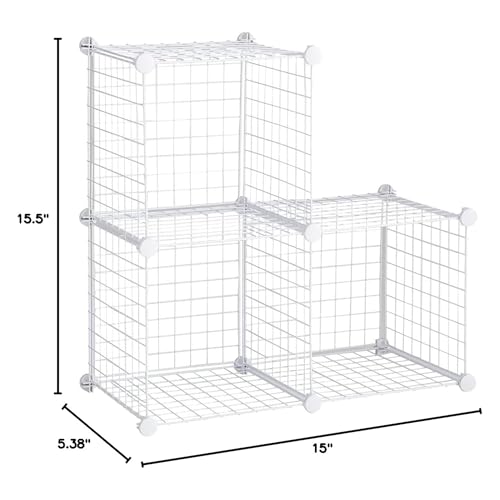 Rubbermaid 3 Piece Storage Wire Stackable Cube Set Easy Assemble White for Closet/Bookshelf/Toys Multi-Use Home Organizer - style: Storage Cubes