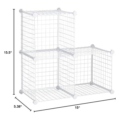 Rubbermaid 3 Piece Storage Wire Stackable Cube Set Easy Assemble White for Closet/Bookshelf/Toys Multi-Use Home Organizer - style: Storage Cubes