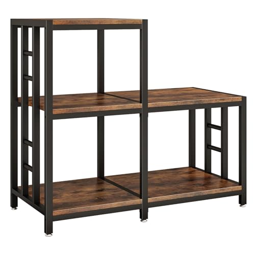 METYERRY 5-Tier Mini Fridge Stand, Bakers Rack with Storage,Multi-Purpose Microwave Stand,Mini Fridge Cabinet,Mini Fridge Shelf for Office,Kitchen,Living Room,Coffee Bar,Rustic Brown - color: Rustic